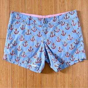 Lilly Pulitzer Blue Orange White Anchors Away Callahan Cotton Shorts 2